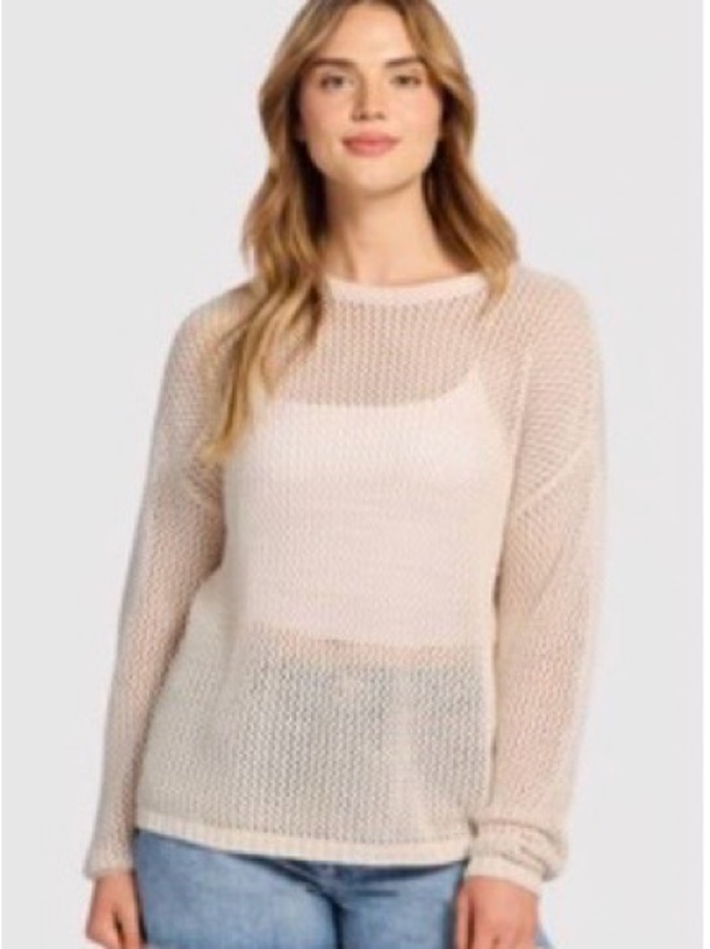 nuuds Open-Knit Crewneck Sweater in Bone